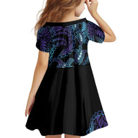 Polynesia Sea Turtle Day Kid Short Sleeve Dress Tribal Honu Plumeria Polynesian Pattern LT14 - Polynesian Pride