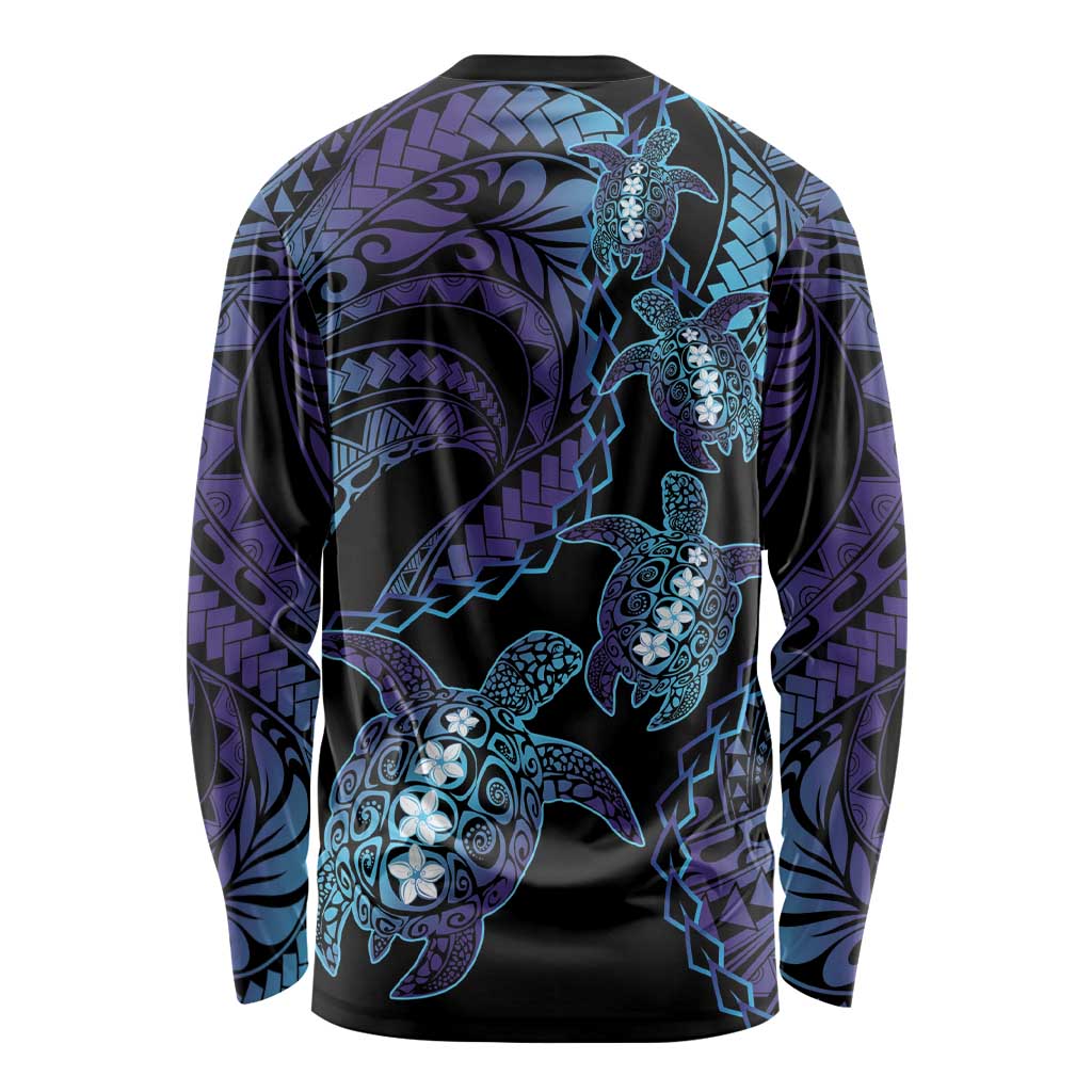 Polynesia Sea Turtle Day Long Sleeve Shirt Tribal Honu Plumeria Polynesian Pattern LT14 - Polynesian Pride