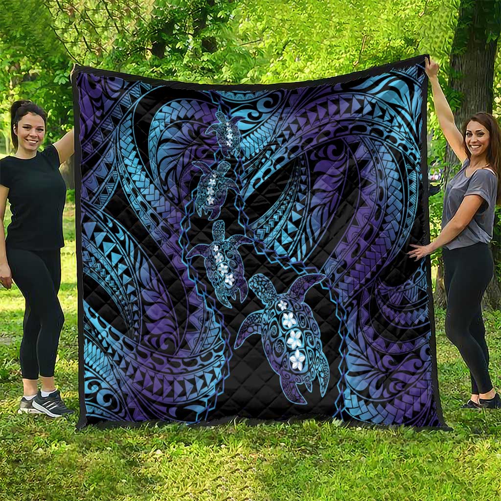 Polynesia Sea Turtle Day Quilt Tribal Honu Plumeria Polynesian Pattern