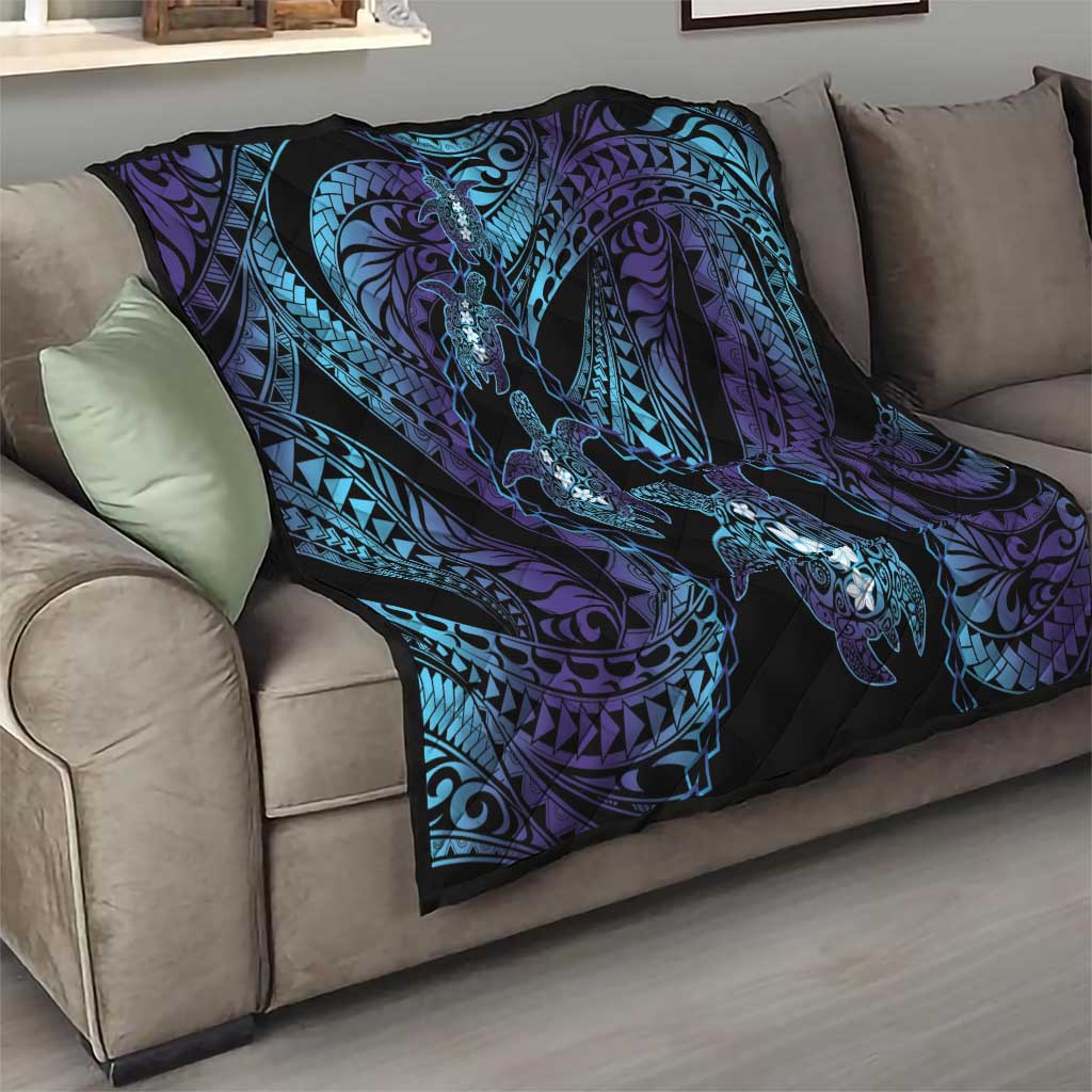 Polynesia Sea Turtle Day Quilt Tribal Honu Plumeria Polynesian Pattern