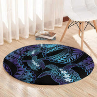 Polynesia Sea Turtle Day Round Carpet Tribal Honu Plumeria Polynesian Pattern
