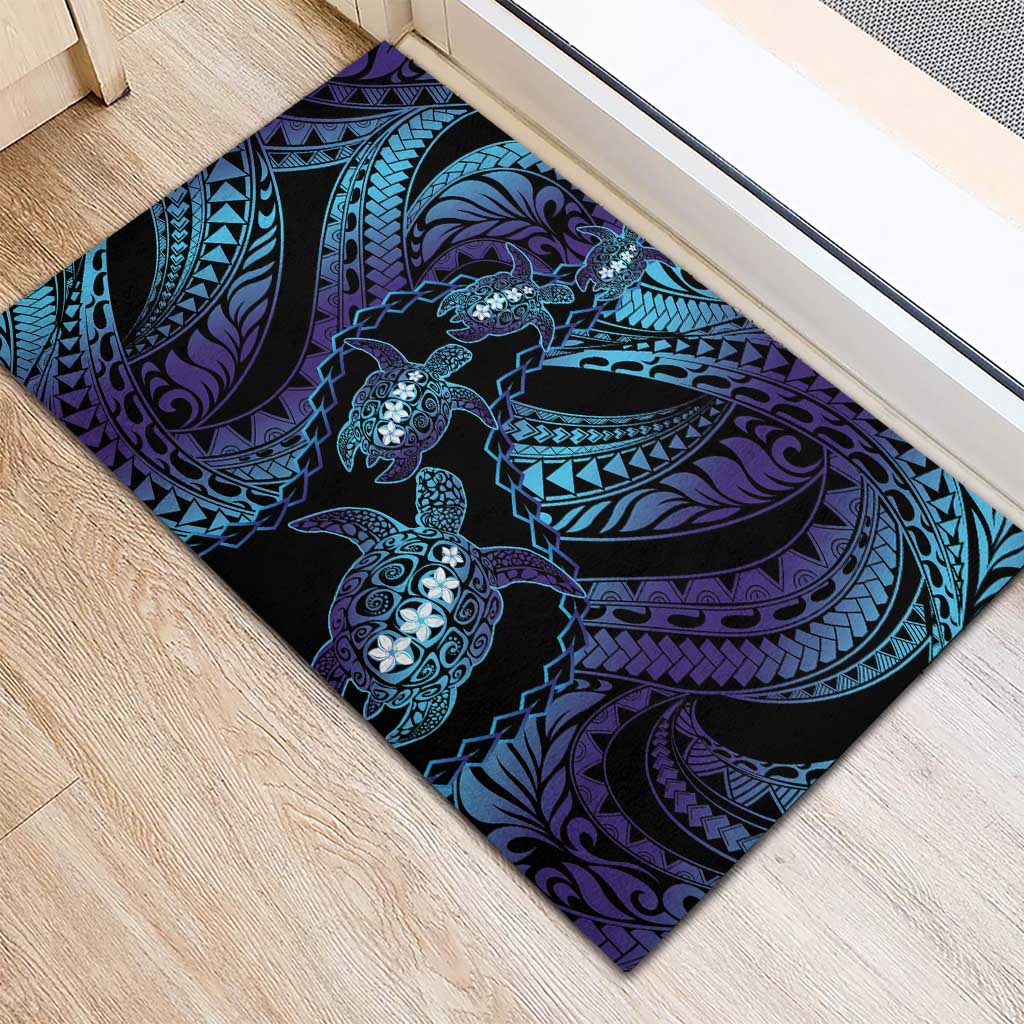 Polynesia Sea Turtle Day Rubber Doormat Tribal Honu Plumeria Polynesian Pattern LT14 - Polynesian Pride