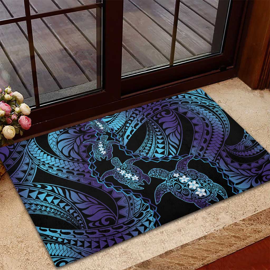 Polynesia Sea Turtle Day Rubber Doormat Tribal Honu Plumeria Polynesian Pattern LT14 - Polynesian Pride