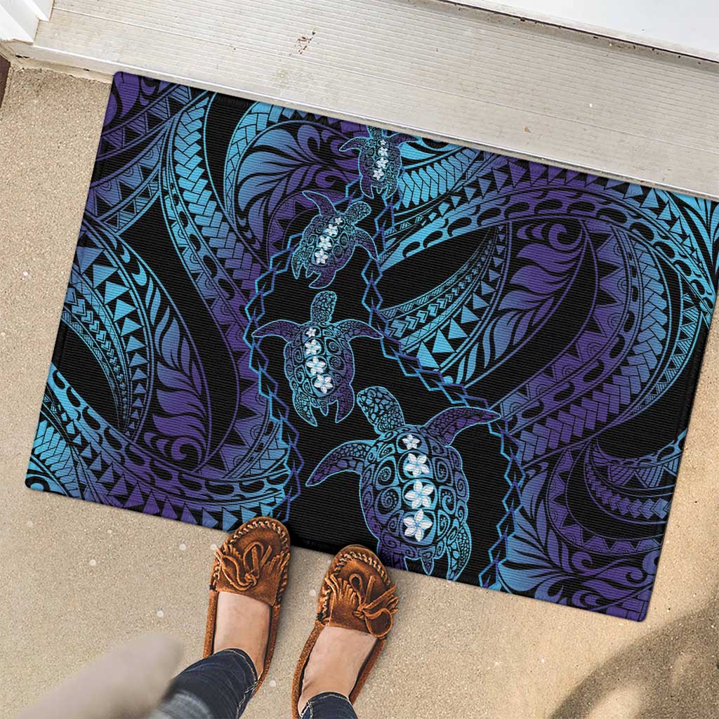 Polynesia Sea Turtle Day Rubber Doormat Tribal Honu Plumeria Polynesian Pattern LT14 - Polynesian Pride