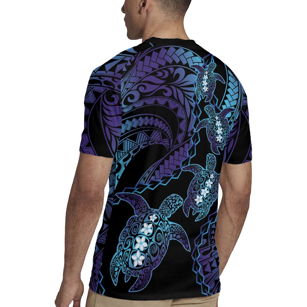 Polynesia Sea Turtle Day Rugby Jersey Tribal Honu Plumeria Polynesian Pattern