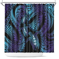 Polynesia Sea Turtle Day Shower Curtain Tribal Honu Plumeria Polynesian Pattern