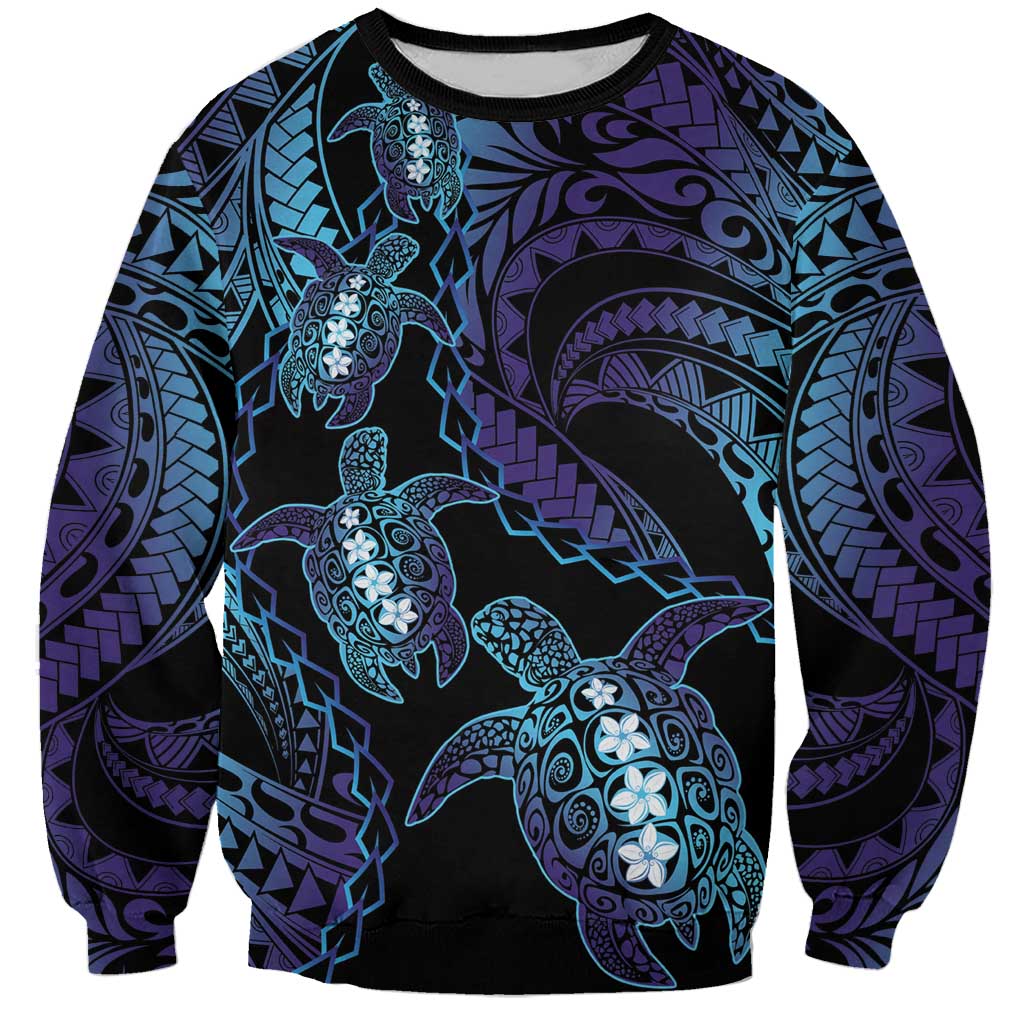 Polynesia Sea Turtle Day Sweatshirt Tribal Honu Plumeria Polynesian Pattern LT14 Unisex Purple - Polynesian Pride