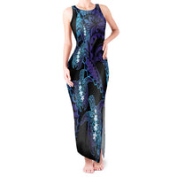 Polynesia Sea Turtle Day Tank Maxi Dress Tribal Honu Plumeria Polynesian Pattern