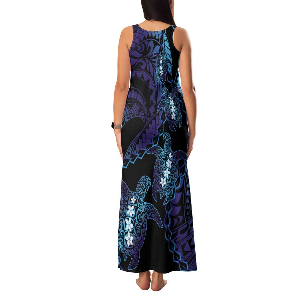 Polynesia Sea Turtle Day Tank Maxi Dress Tribal Honu Plumeria Polynesian Pattern