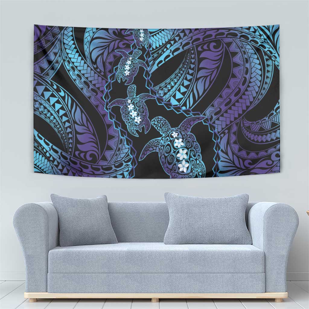 Polynesia Sea Turtle Day Tapestry Tribal Honu Plumeria Polynesian Pattern