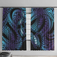 Polynesia Sea Turtle Day Window Curtain Tribal Honu Plumeria Polynesian Pattern LT14 With Hooks Purple - Polynesian Pride