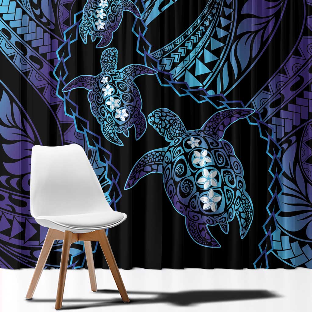 Polynesia Sea Turtle Day Window Curtain Tribal Honu Plumeria Polynesian Pattern LT14 - Polynesian Pride