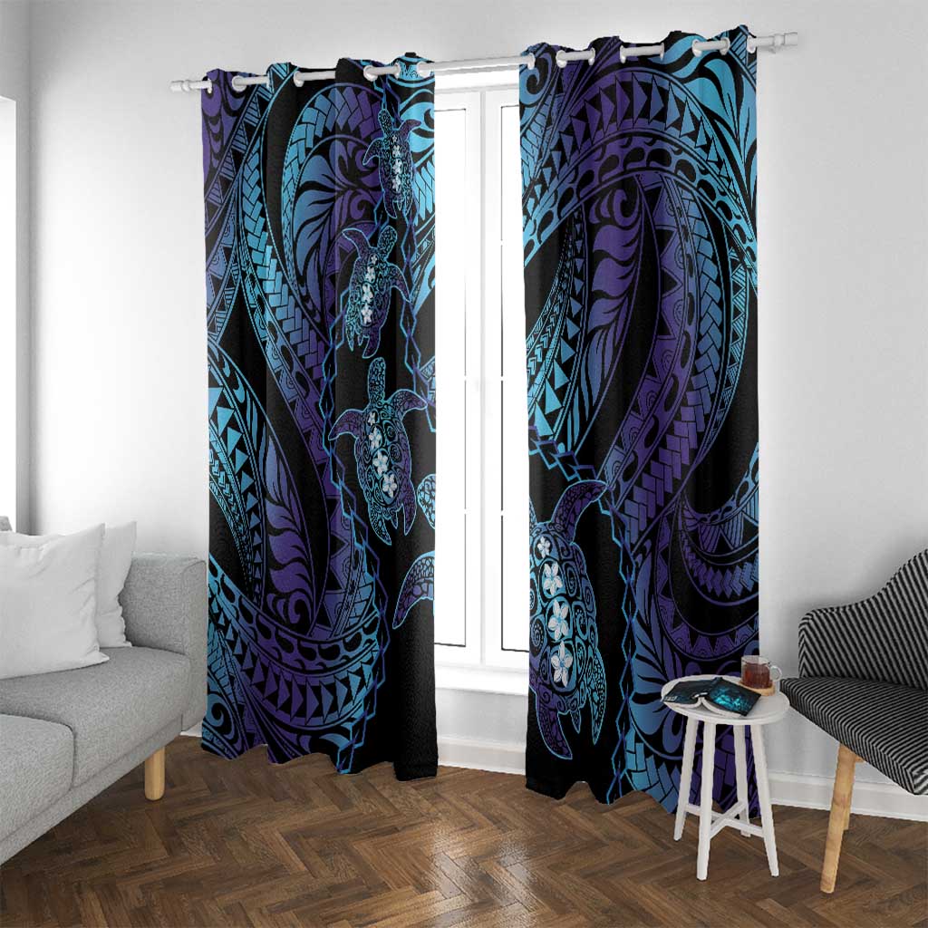 Polynesia Sea Turtle Day Window Curtain Tribal Honu Plumeria Polynesian Pattern LT14 With Grommets Purple - Polynesian Pride