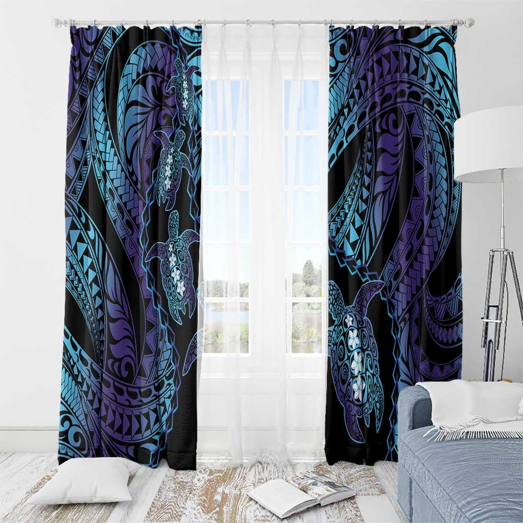 Polynesia Sea Turtle Day Window Curtain Tribal Honu Plumeria Polynesian Pattern LT14 - Polynesian Pride