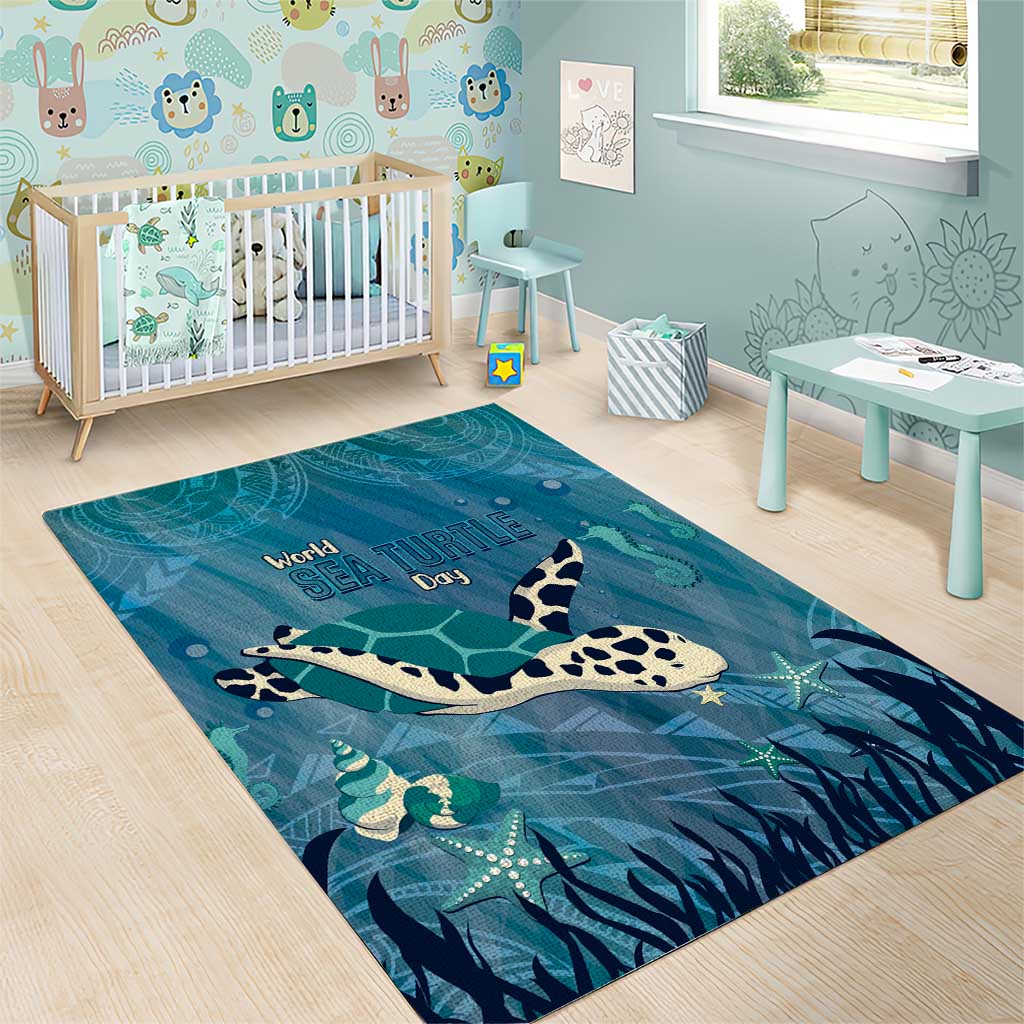 World Sea Turtle Day Polynesia Area Rug Go With The Flow