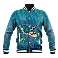 World Sea Turtle Day Polynesia Baseball Jacket Go With The Flow LT14 Unisex Cyan - Polynesian Pride