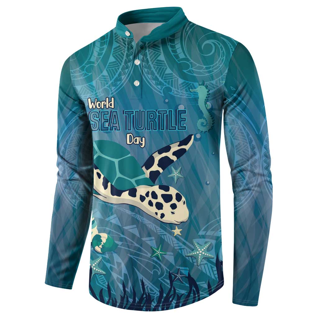 World Sea Turtle Day Polynesia Button Sweatshirt Go With The Flow LT14 - Polynesian Pride