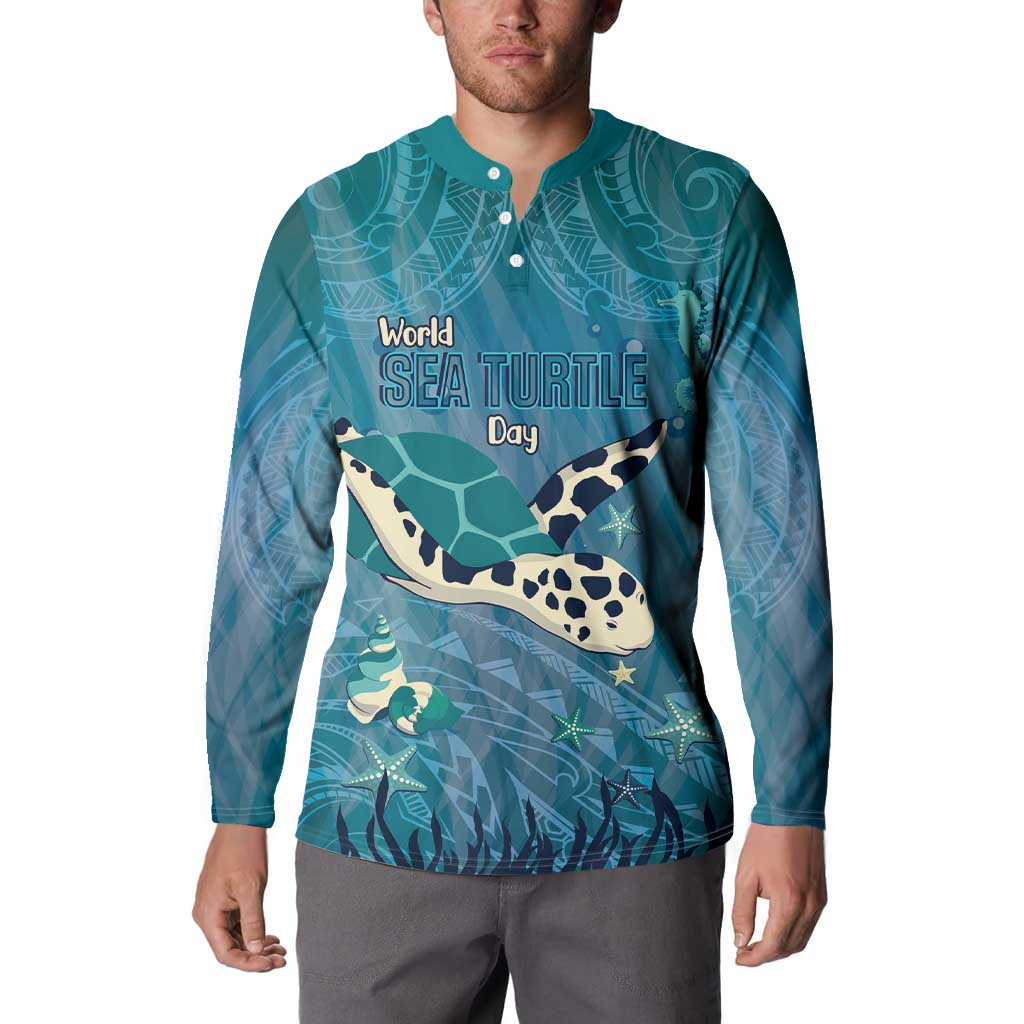 World Sea Turtle Day Polynesia Button Sweatshirt Go With The Flow LT14 - Polynesian Pride