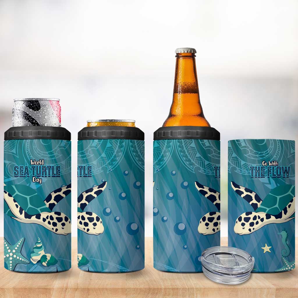 World Sea Turtle Day Polynesia 4 in 1 Can Cooler Tumbler Go With The Flow LT14 - Polynesian Pride