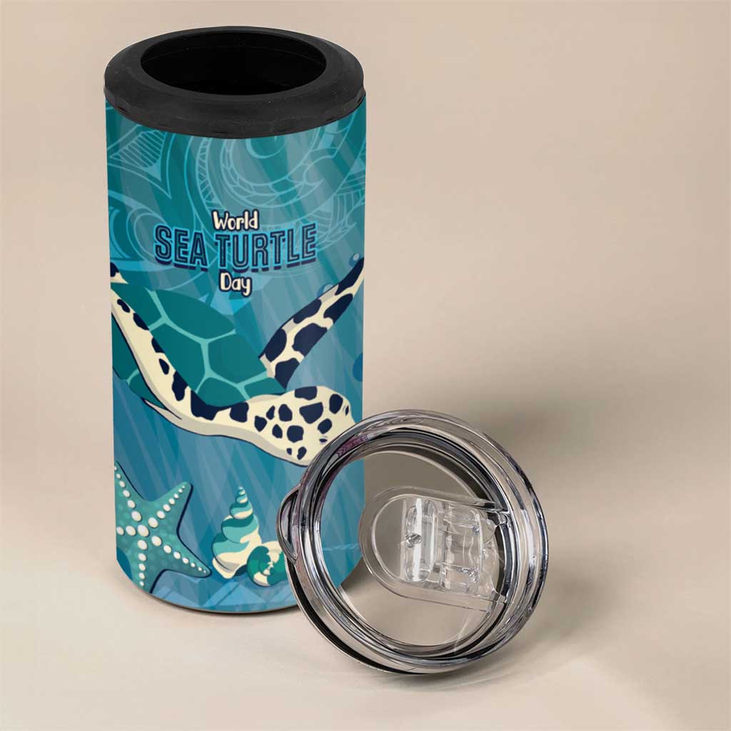World Sea Turtle Day Polynesia 4 in 1 Can Cooler Tumbler Go With The Flow LT14 - Polynesian Pride