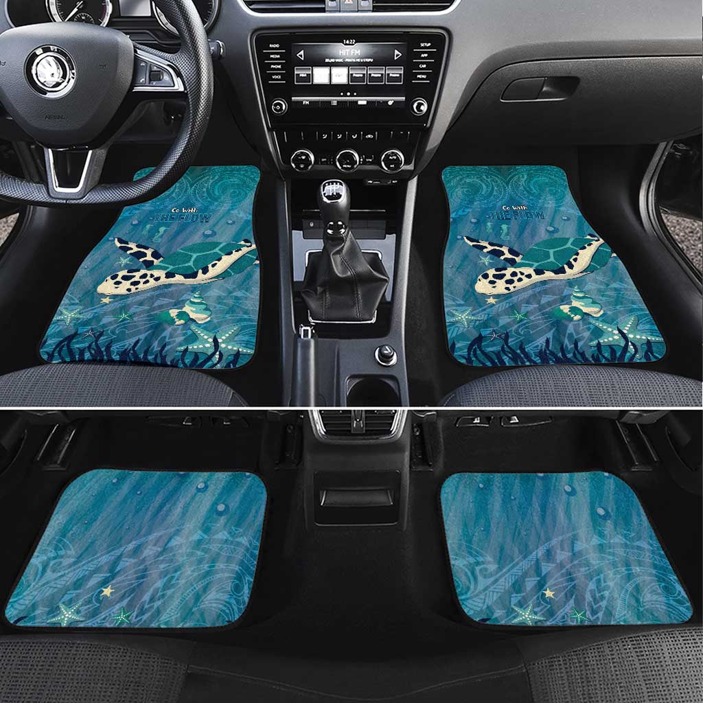 World Sea Turtle Day Polynesia Car Mats Go With The Flow LT14 Set 4pcs Cyan - Polynesian Pride