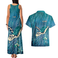 World Sea Turtle Day Polynesia Couples Matching Tank Maxi Dress and Hawaiian Shirt Go With The Flow LT14 - Polynesian Pride