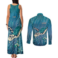 World Sea Turtle Day Polynesia Couples Matching Tank Maxi Dress and Long Sleeve Button Shirt Go With The Flow LT14 - Polynesian Pride