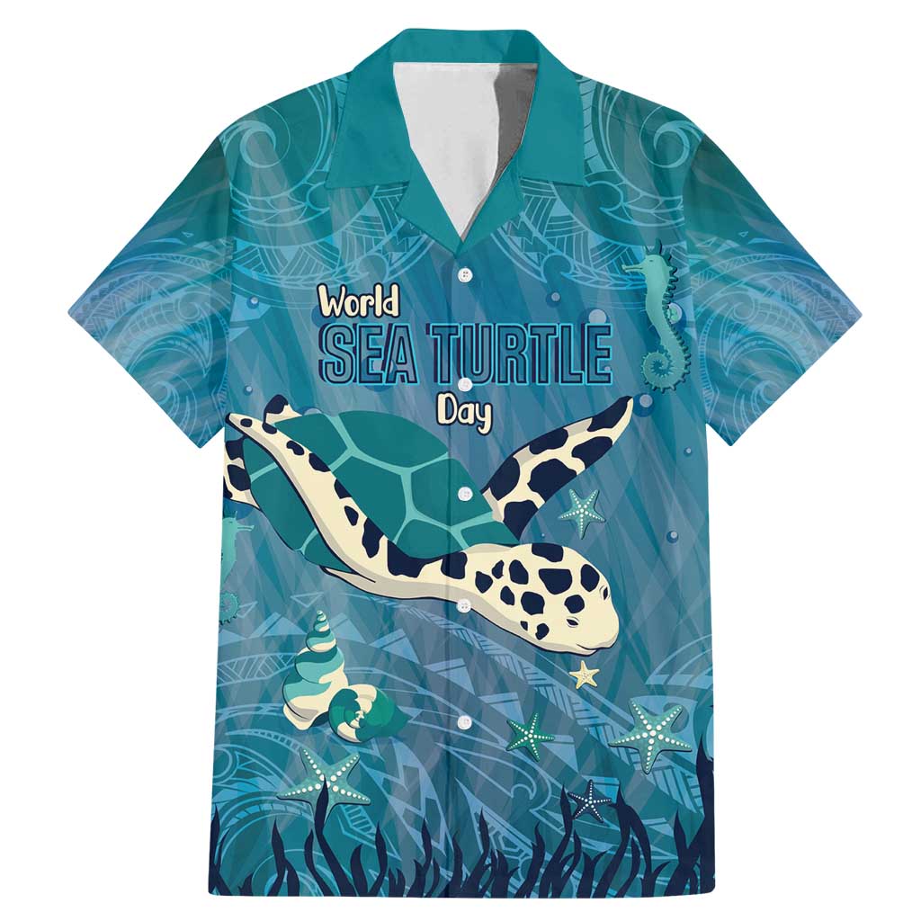 World Sea Turtle Day Polynesia Family Matching Mermaid Dress and Hawaiian Shirt Go With The Flow