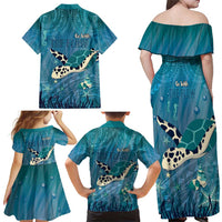 World Sea Turtle Day Polynesia Family Matching Off Shoulder Maxi Dress and Hawaiian Shirt Go With The Flow