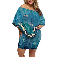 World Sea Turtle Day Polynesia Family Matching Off Shoulder Short Dress and Hawaiian Shirt Go With The Flow