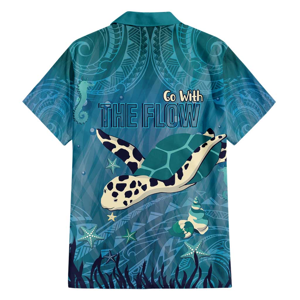 World Sea Turtle Day Polynesia Family Matching Short Sleeve Bodycon Dress and Hawaiian Shirt Go With The Flow