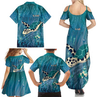 World Sea Turtle Day Polynesia Family Matching Summer Maxi Dress and Hawaiian Shirt Go With The Flow