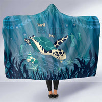 World Sea Turtle Day Polynesia Hooded Blanket Go With The Flow LT14 One Size Cyan - Polynesian Pride