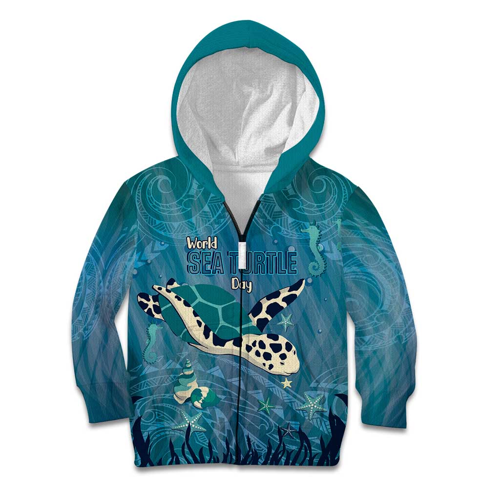 World Sea Turtle Day Polynesia Kid Hoodie Go With The Flow