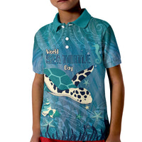 World Sea Turtle Day Polynesia Kid Polo Shirt Go With The Flow