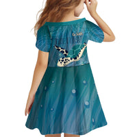 World Sea Turtle Day Polynesia Kid Short Sleeve Dress Go With The Flow LT14 - Polynesian Pride