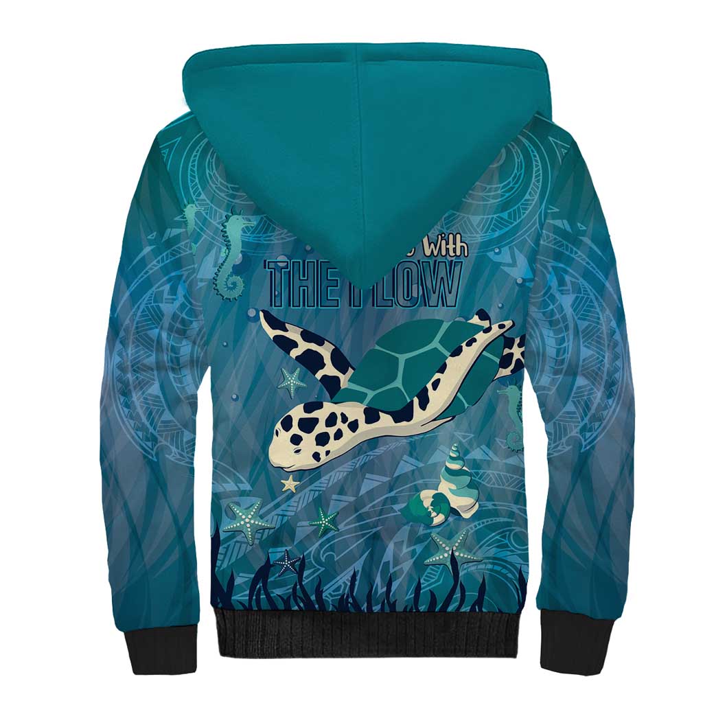 World Sea Turtle Day Polynesia Sherpa Hoodie Go With The Flow