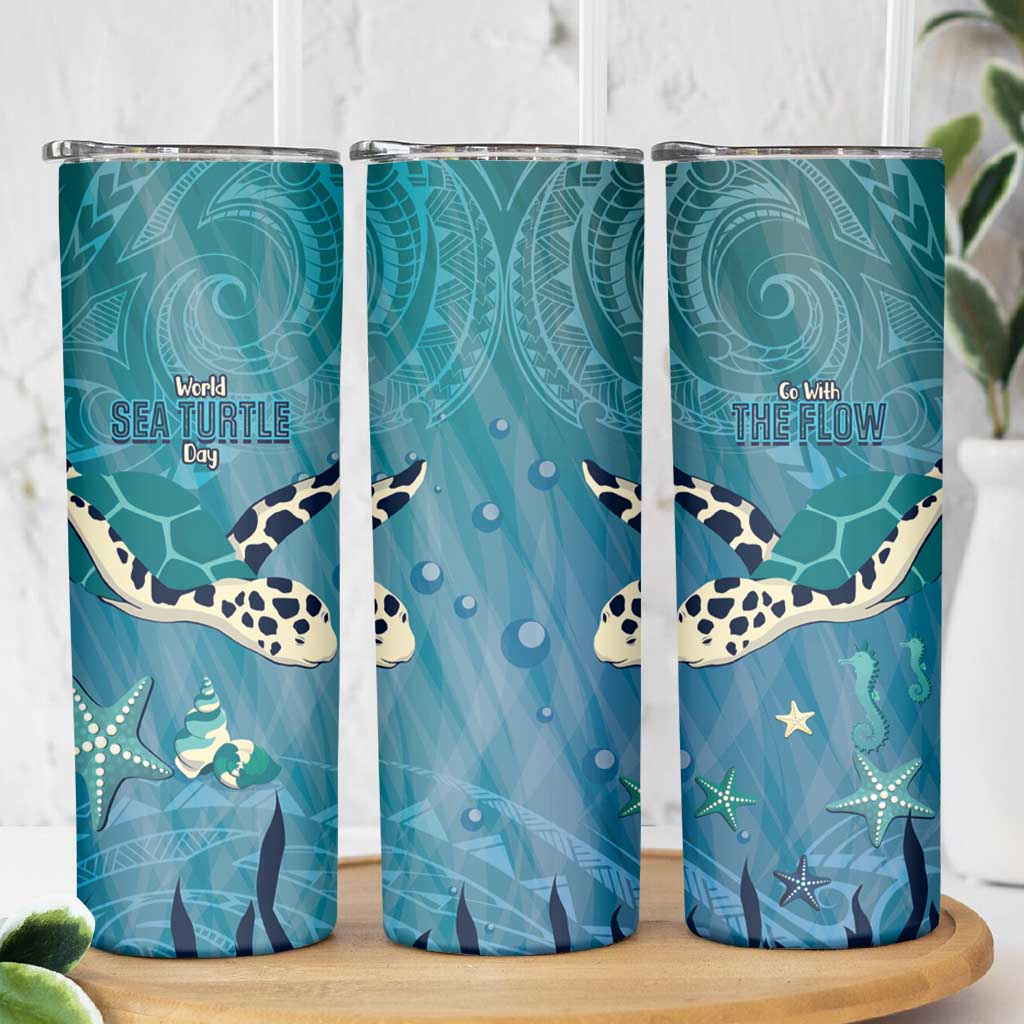 World Sea Turtle Day Polynesia Skinny Tumbler Go With The Flow