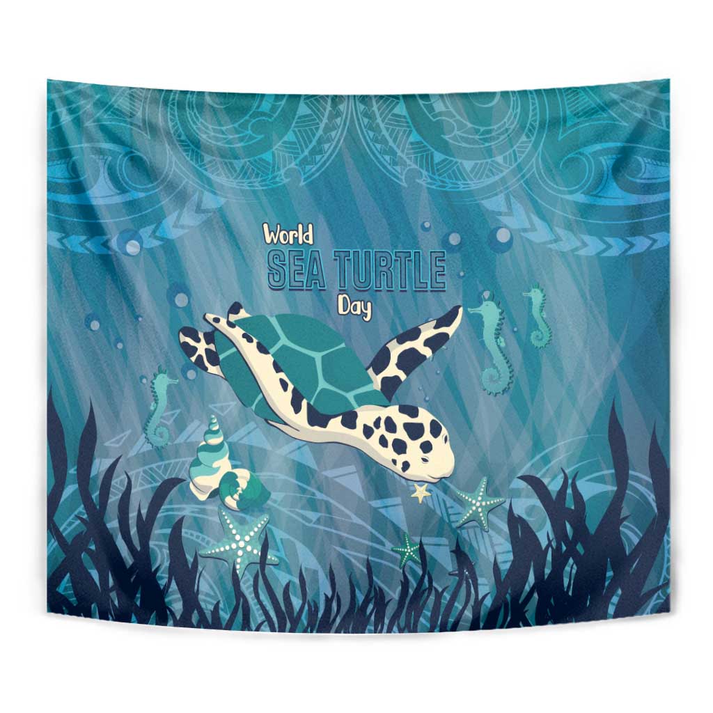 World Sea Turtle Day Polynesia Tapestry Go With The Flow
