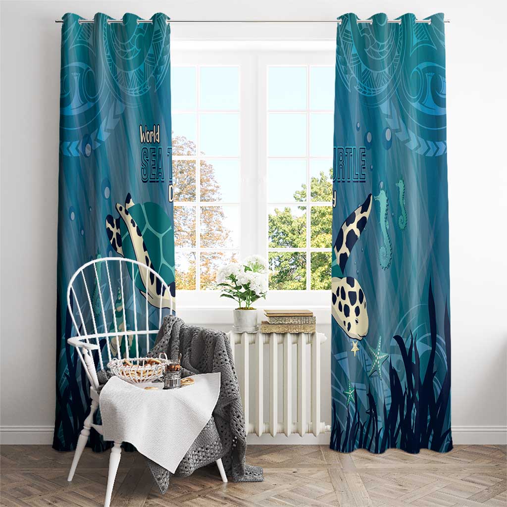 World Sea Turtle Day Polynesia Window Curtain Go With The Flow LT14 - Polynesian Pride