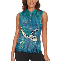 World Sea Turtle Day Polynesia Women Sleeveless Polo Shirt Go With The Flow