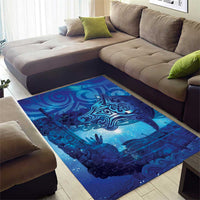 Kuri New Zealand Matariki Area Rug Aotearoa Dog Waka Maori New Year Galaxy Vibes