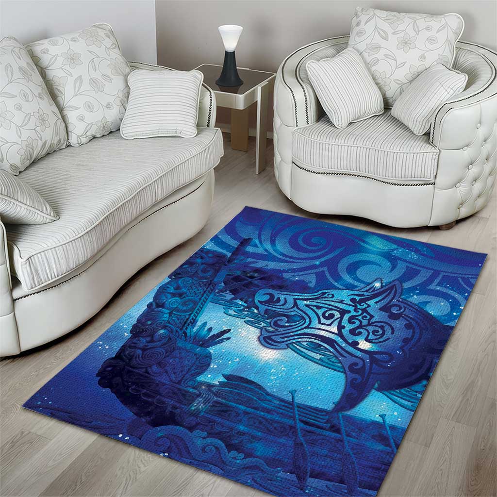 Kuri New Zealand Matariki Area Rug Aotearoa Dog Waka Maori New Year Galaxy Vibes