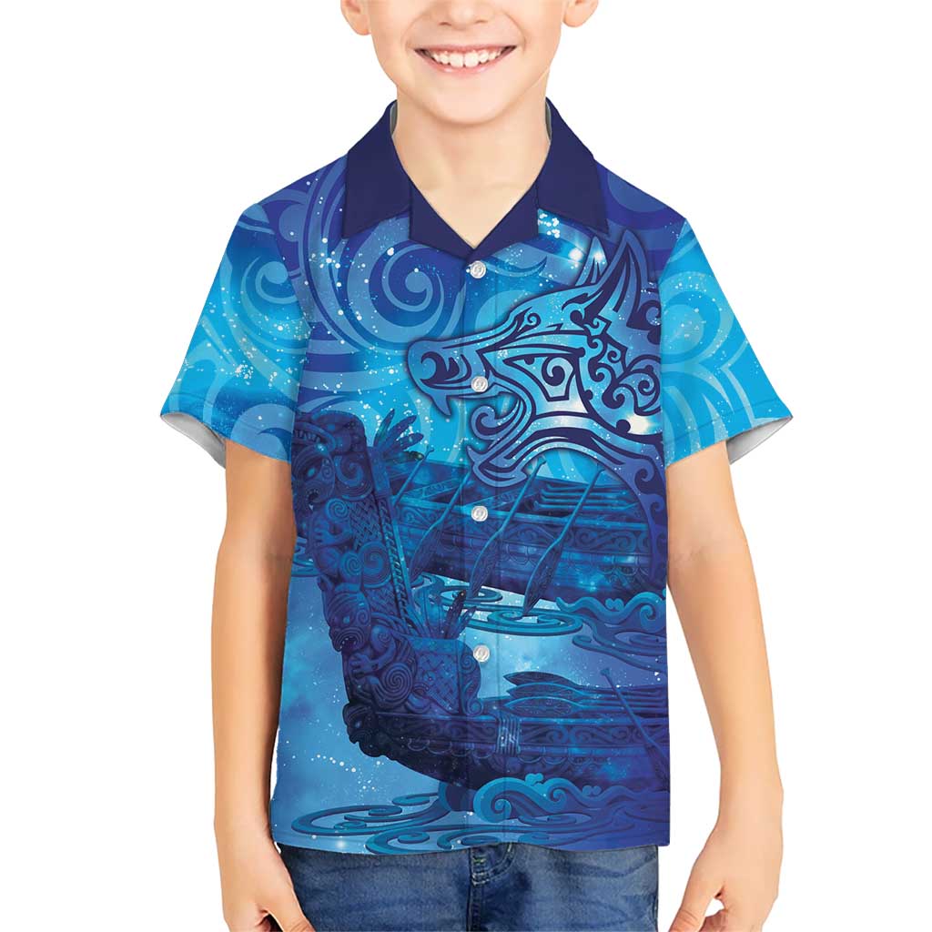 Kuri New Zealand Matariki Family Matching Off Shoulder Maxi Dress and Hawaiian Shirt Aotearoa Dog Waka Maori New Year Galaxy Vibes