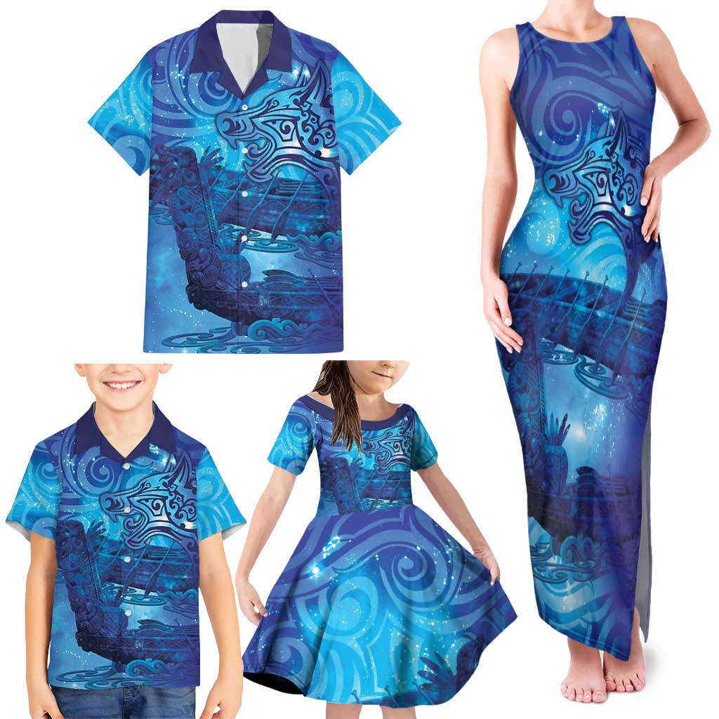 Kuri New Zealand Matariki Family Matching Tank Maxi Dress and Hawaiian Shirt Aotearoa Dog Waka Maori New Year Galaxy Vibes LT14 - Polynesian Pride