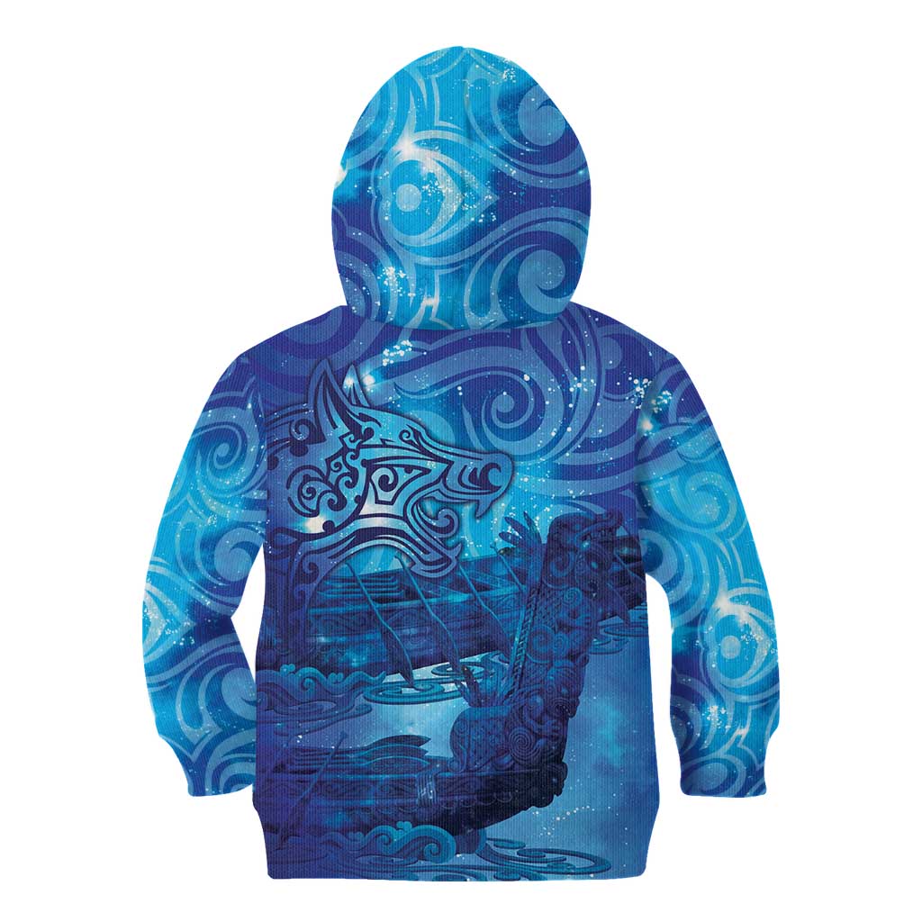 Kuri New Zealand Matariki Kid Hoodie Aotearoa Dog Waka Maori New Year Galaxy Vibes
