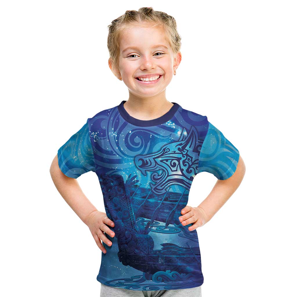Kuri New Zealand Matariki Kid T Shirt Aotearoa Dog Waka Maori New Year Galaxy Vibes LT14 Blue - Polynesian Pride