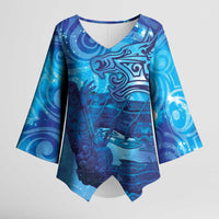 Kuri New Zealand Matariki Kimono Sleeve Blouse Aotearoa Dog Waka Maori New Year Galaxy Vibes