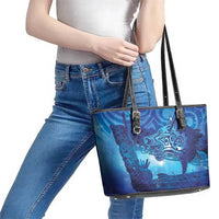 Kuri New Zealand Matariki Leather Tote Bag Aotearoa Dog Waka Maori New Year Galaxy Vibes