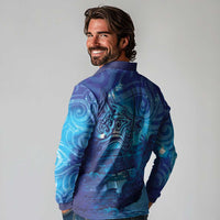 Kuri New Zealand Matariki Long Sleeve Polo Shirt Aotearoa Dog Waka Maori New Year Galaxy Vibes